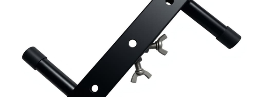 Custom black powder coated adjustable metal tube light mount bracket, dual tubular lighting fixture holder with wing nut locking