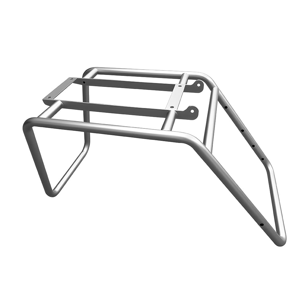 Custom polished bent metal tube support frame with mounting holes, welded tubular equipment rack with pre-drilled mounting points
