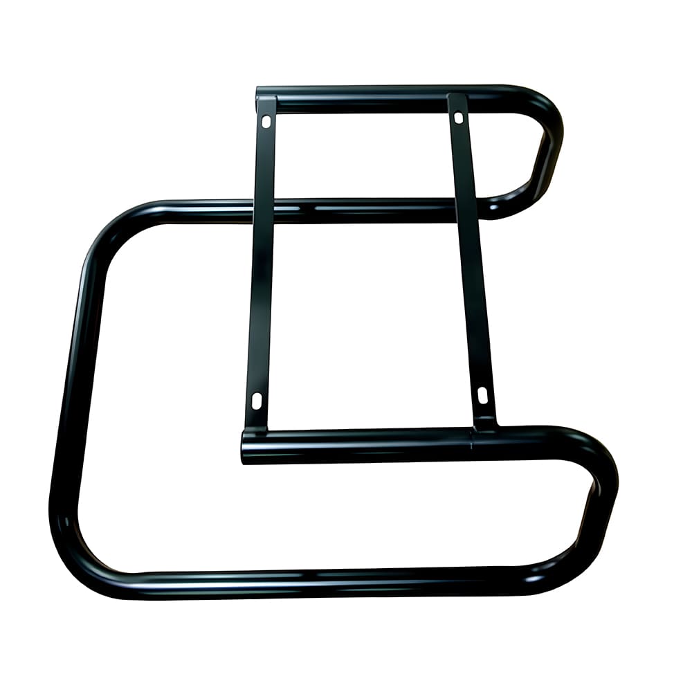 Custom black powder coated bent metal tube sofa support frame, curved tubular sofa mounting skeleton with bolt holes