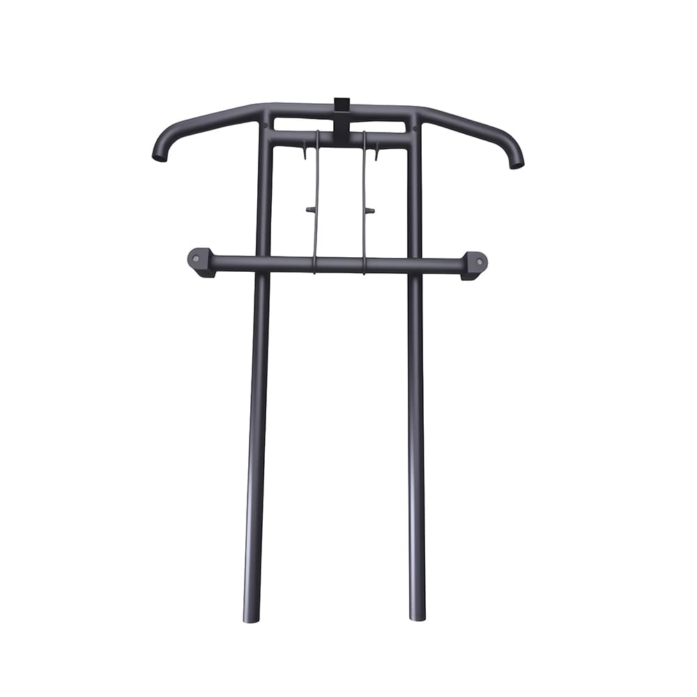 Custom black powder coated carbon steel go-kart front frame, welded tubular go-kart front support skeleton frame