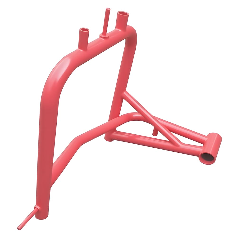 Custom red powder coated carbon steel motorcycle maintenance support frame, tubular motorbike service stand skeleton