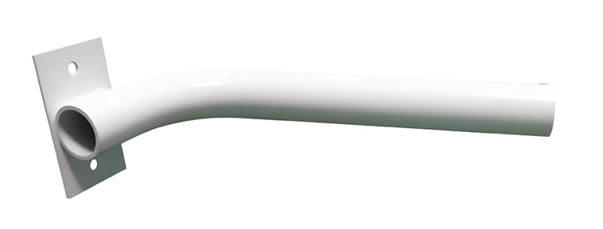 Custom white powder coated curved tube security camera mount bracket, bent tubular CCTV camera support arm