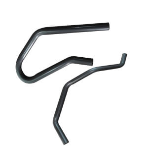 Custom black powder coated multi-bent carbon steel tube spare parts, precision bent carbon steel tubular component set