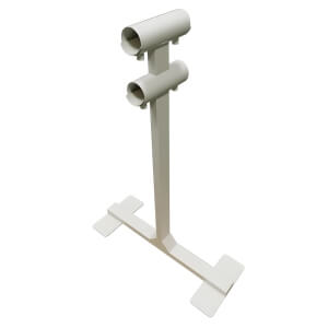 Custom off-white powder coated carbon steel bent tube stand, double tubular mounting support stand for equipment assembly