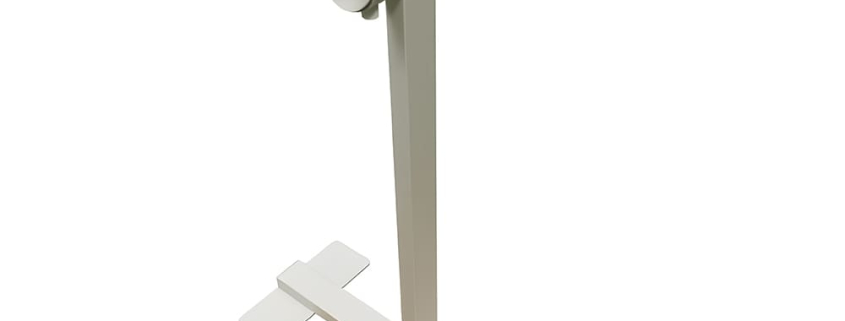 Custom off-white powder coated carbon steel bent tube stand, double tubular mounting support stand for equipment assembly