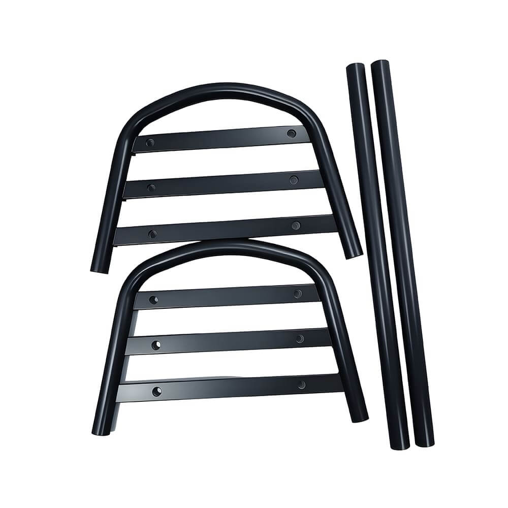 Custom black powder coated detachable bent metal tube support frame kit, split tubular assembly spare parts