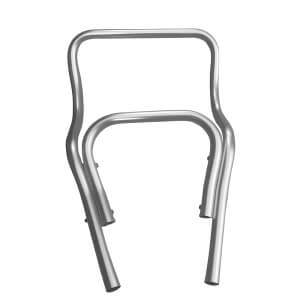 Custom polished dual bent aluminum tube support frame, double curved tubular spare bracket for equipment assembly