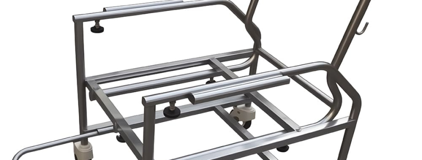Custom polished metal dining chair frame for elderly, mobile rehabilitation dining chair frame with casters and footrest