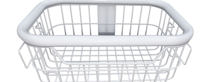 Custom white powder coated carbon steel medical wire storage basket for hospital trolley