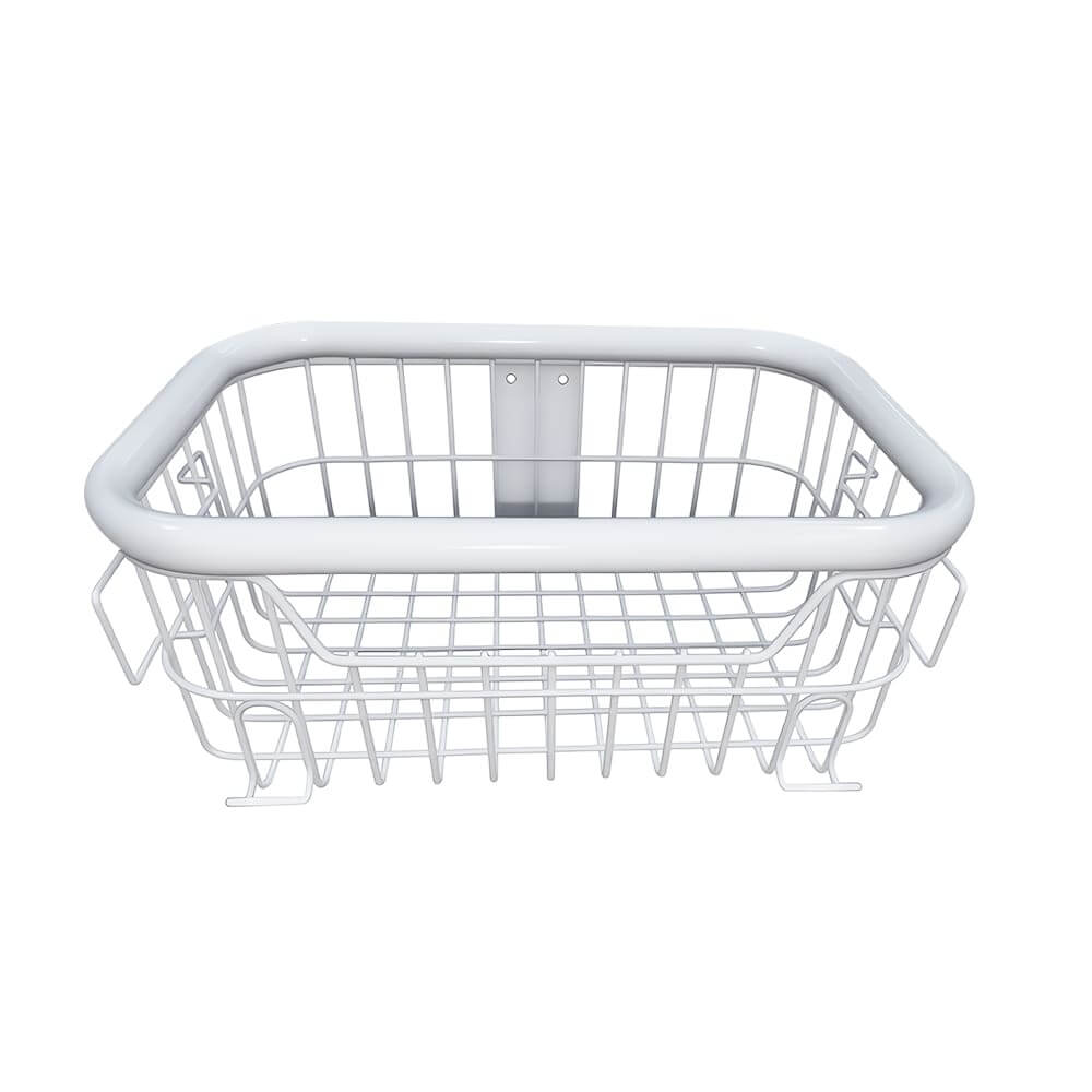 Custom white powder coated carbon steel medical wire storage basket for hospital trolley