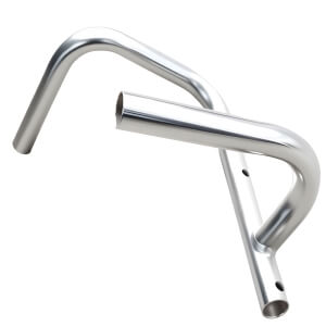 Custom polished metal tube bent support bracket, bent tubular spare part with pre-drilled mounting holes