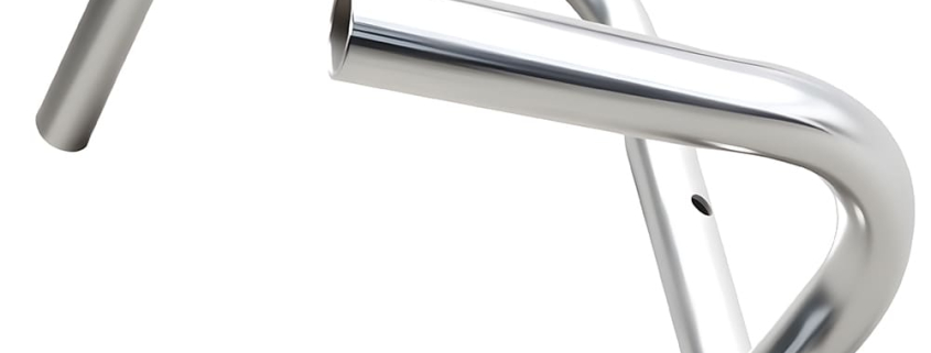 Custom polished metal tube bent support bracket, bent tubular spare part with pre-drilled mounting holes
