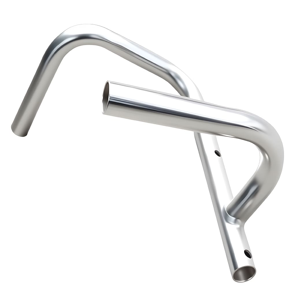 Custom polished metal tube bent support bracket, bent tubular spare part with pre-drilled mounting holes