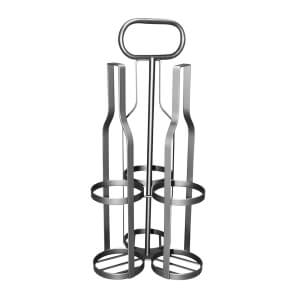 Custom metal portable wine carrier with handle, 4-bottle metal wire wine bottle holder