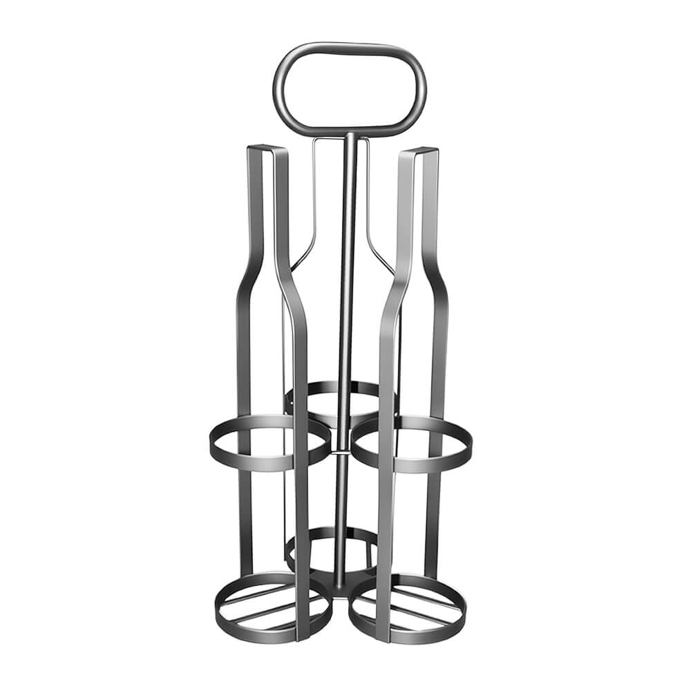 Custom metal portable wine carrier with handle, 4-bottle metal wire wine bottle holder