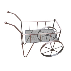 Custom antique bronze metal wire wine display cart with wheels for retail decoration