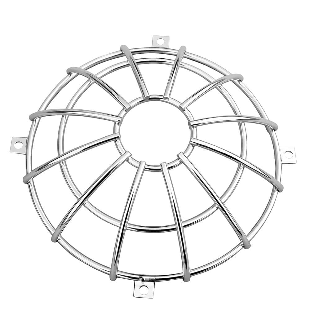 Custom stainless steel lamp protective wire guard cage with mounting tabs for industrial lighting