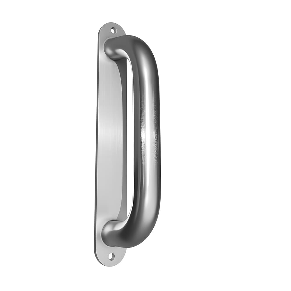 Custom stainless steel grab handle with mounting plate for medical trolley and equipment