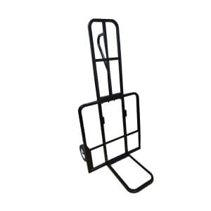 Custom black powder coated metal folding hand cart frame, warehouse transport trolley bracket spare part
