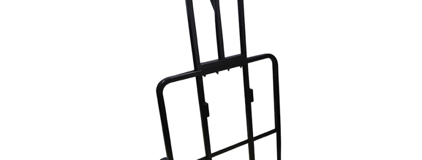 Custom black powder coated metal folding hand cart frame, warehouse transport trolley bracket spare part