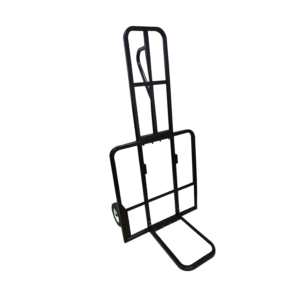 Custom black powder coated metal folding hand cart frame, warehouse transport trolley bracket spare part