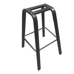 Custom black powder coated metal high bar stool frame, four-legged bar chair tubular frame