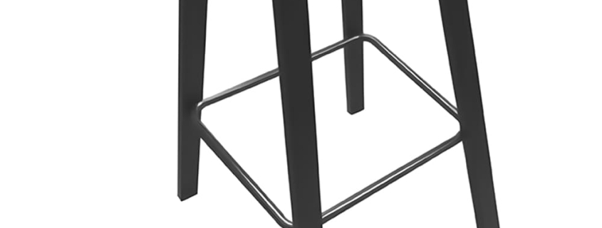 Custom black powder coated metal high bar stool frame, four-legged bar chair tubular frame