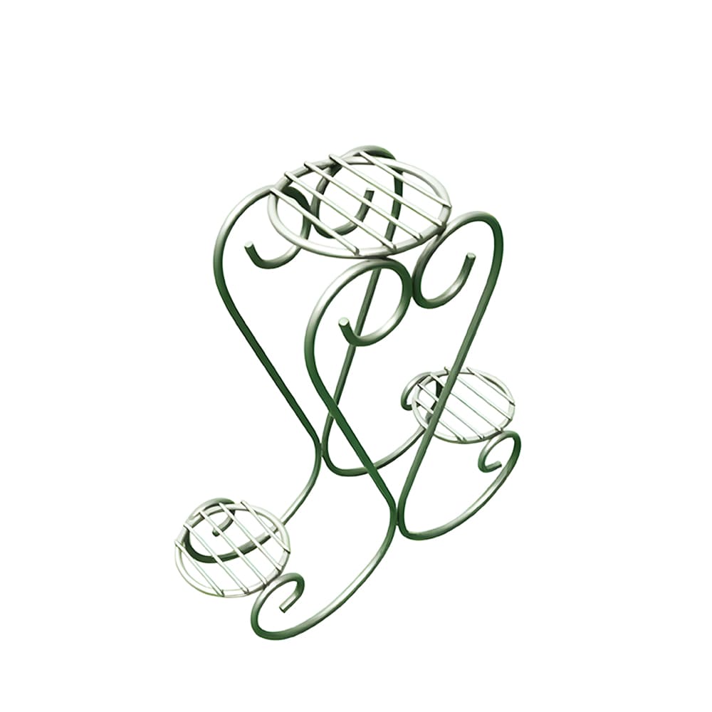 Custom green powder coated wrought iron multi-tier flower stand, decorative metal plant display rack