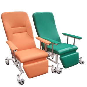 Custom medical recliner chair with leg rest, mobile nursing chair for hospital and nursing home