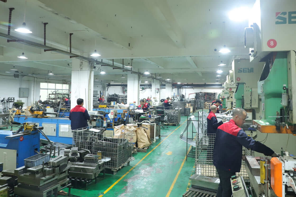 Yizhijie first floor workshop with stamping press machines and tube bending equipment for metal hardware production